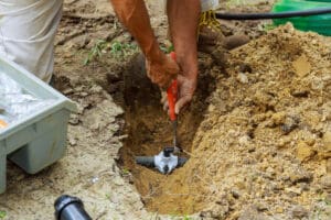 Orangeburg pipe repair in South Bend in a shallow trench
